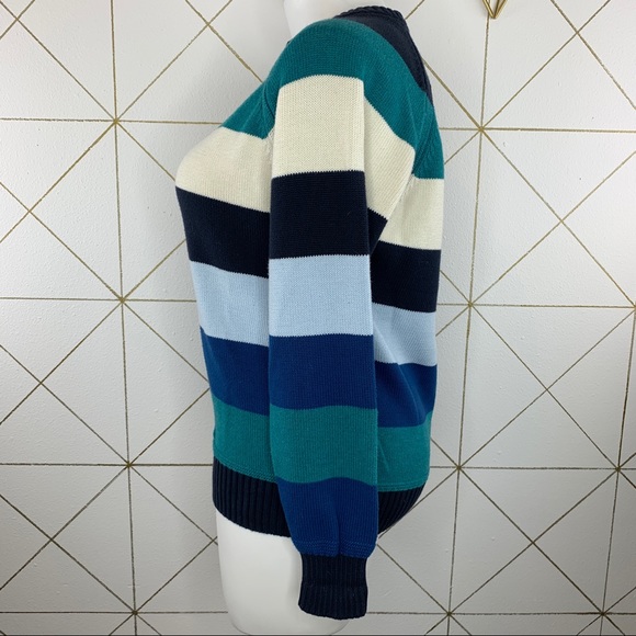 Land’s End Drifter Horizontal Stripe Long Sleeve Sweater Size Large - Picture 3 of 9